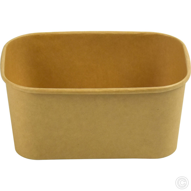 HorecaGold Rectangular Container With PET Lid Kraft 25pk 1000ml/35oz image