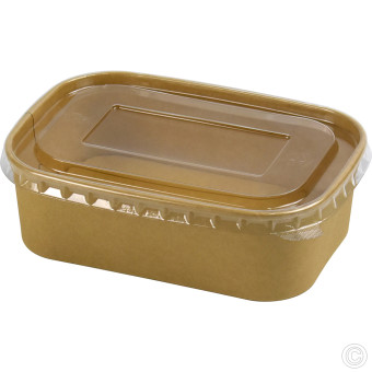 HorecaGold Rectangular Container With PET Lid Kraft 25pk 650ml/23oz
