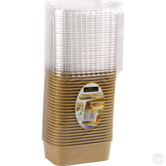 HorecaGold Rectangular Container With PET Lid Kraft 25pk 650ml/23oz