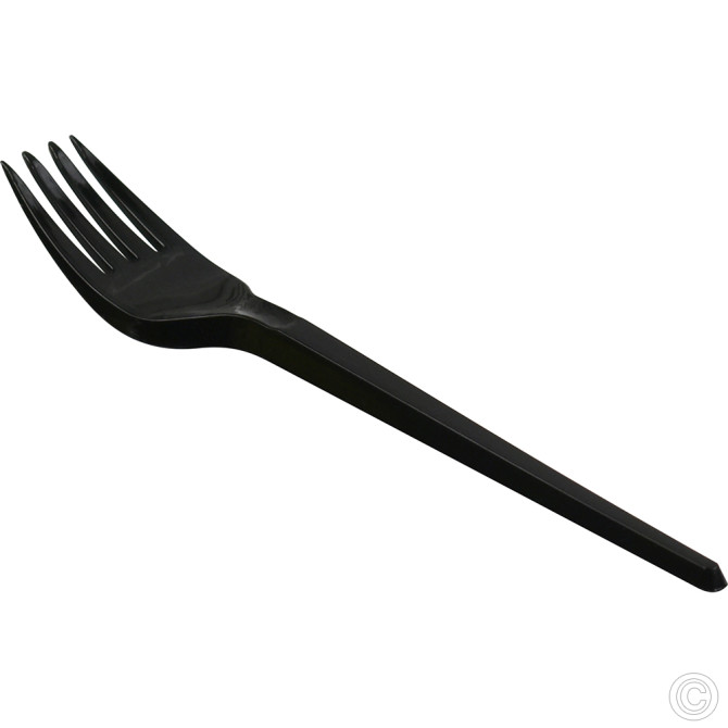 CaterGold Reusable Plastic Forks Black 100pk DISPOSABLES, REUSABLE PLASTIC DISPOSABLE image