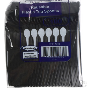 CterGold Reusable Plastic Tea Spoons Black 100pk