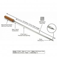 Barbecue BBQ Skewer 24'' 4mm With Wood Handle
