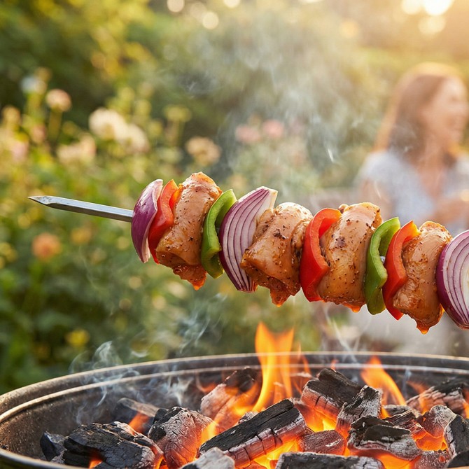 BBQ Skewer 24'' 4mm With Wood Handle BARBECUE image