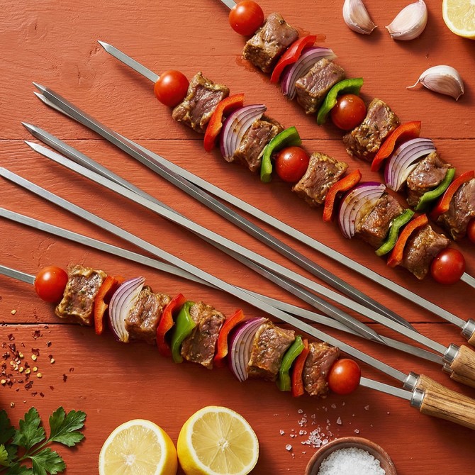 BBQ Skewer 24'' 4mm With Wood Handle BARBECUE image