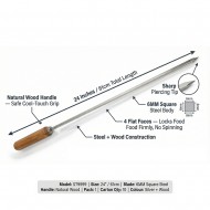 Barbecue BBQ Skewer 24'' 6MM With Wood Handle