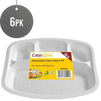 Foam Plate 4 Compartments 6pack