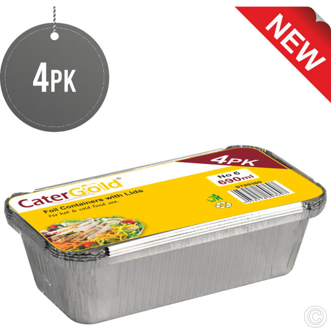 Aluminium Foil Container With Lid No6 4pack image