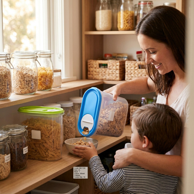 Plastic Kitchen Storage Box Dry Food Dispenser 2L FOOD STORAGE image