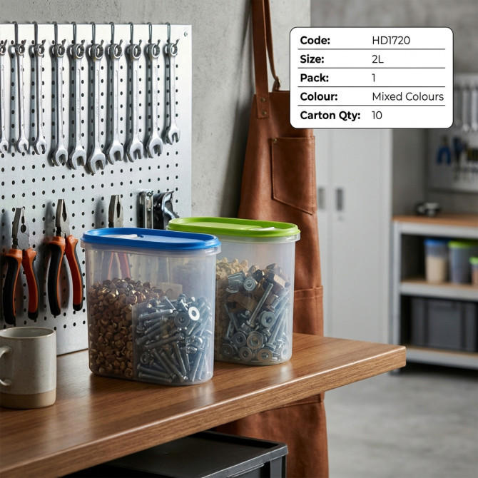 Plastic Kitchen Storage Box Dry Food Dispenser 2L FOOD STORAGE image