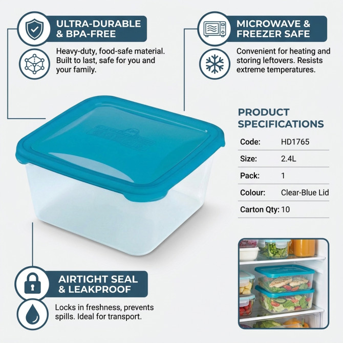 Plastic Microwave Airtight Food Container 2.4L FOOD STORAGE image