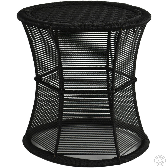 Handmade Round Stool Black FURNITURE & FITTINGS image