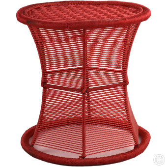 Handmade Round Stool Red