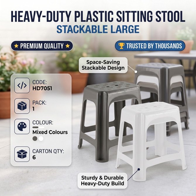 Heavy Duty Plastic Sitting Stool Stackable Large image