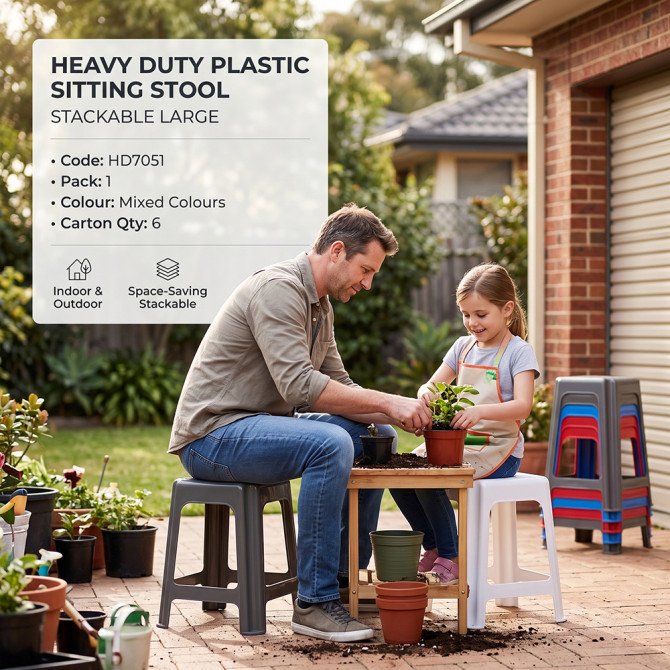 Heavy Duty Plastic Sitting Stool Stackable Large image
