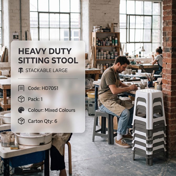 Heavy Duty Plastic Sitting Stool Stackable Large image