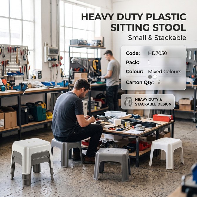 Heavy Duty Plastic Sitting Stool Stackable Small image