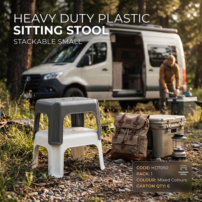 Heavy Duty Plastic Sitting Stool Stackable Small image
