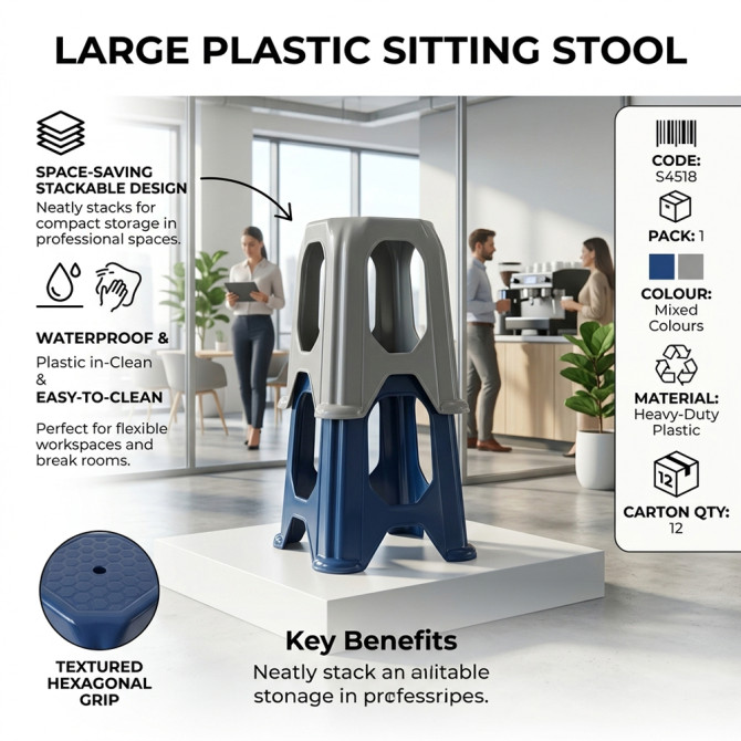 Large Plastic Sitting Stool Stackable Rattan Design image