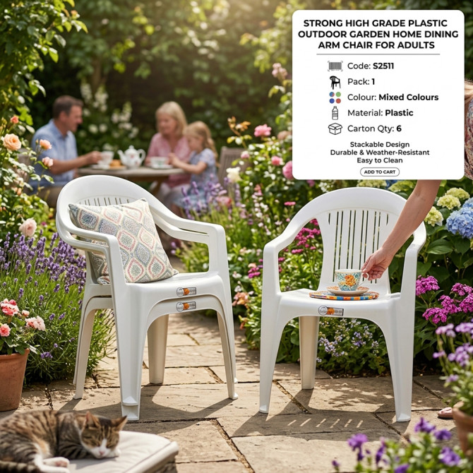 Strong High Grade Plastic Outdoor Garden Home Dining Arm Chair for Adults FURNITURE & FITTINGS image