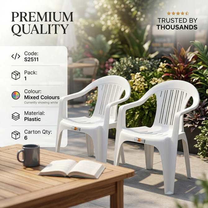 Strong High Grade Plastic Outdoor Garden Home Dining Arm Chair for Adults FURNITURE & FITTINGS image