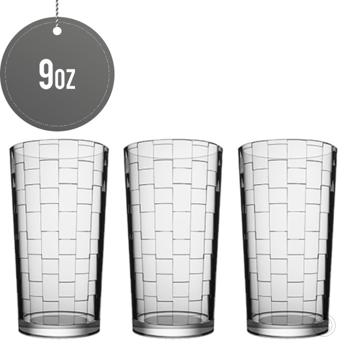 Azur Glass Tumblers 9OZ 3pk Façade Design GLASSWARE image