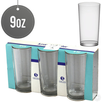 Azur Glass Tumblers 9OZ 3pk Plain Design