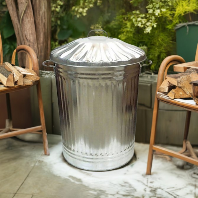 Galvanised Trash Bin Large 90L image