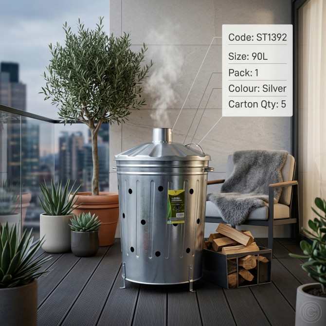 Galvanised Large Incinerator 90L OUTDOOR, INCINERATORS & BINS image