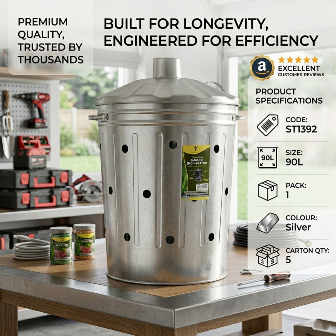 Galvanised Large Incinerator 90L OUTDOOR, INCINERATORS & BINS image