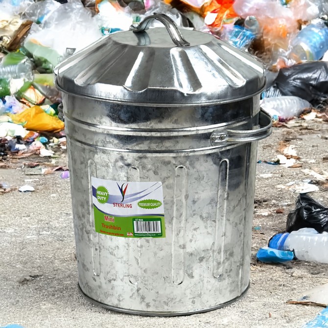 Galvanised Trash Bin Mni 15L image