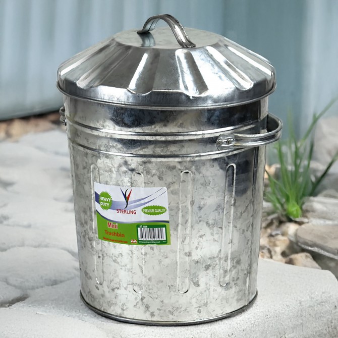 Galvanised Trash Bin Mni 15L image