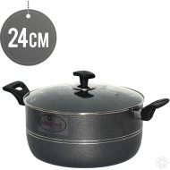 Ashley Non-Stick Casserole 24cm BLACK With Glass Lid
