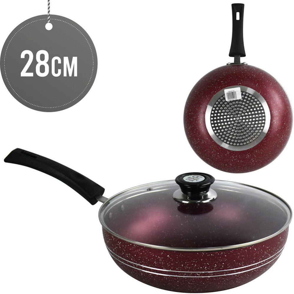 Ashley NS Wok 28CM RED w/Lid Induction Long Handle at Trade Price