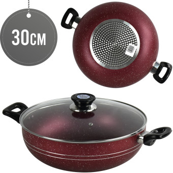 Ashley NS Wok 30CM RED w/Lid Induction Short Handle