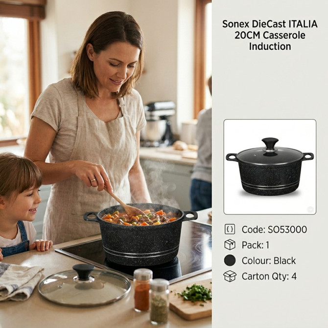 Sonex DieCast ITALIA 20CM Casserole Induction NON STICK COOKWARE image