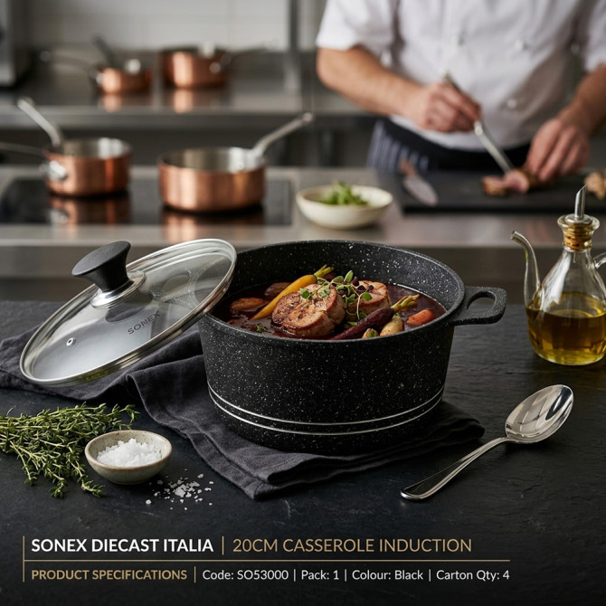 Sonex DieCast ITALIA 20CM Casserole Induction NON STICK COOKWARE image
