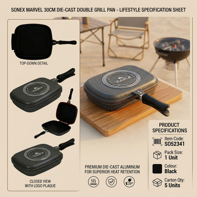 Sonex DieCast MARVEL 30CM Double Grill Pan NON STICK COOKWARE image