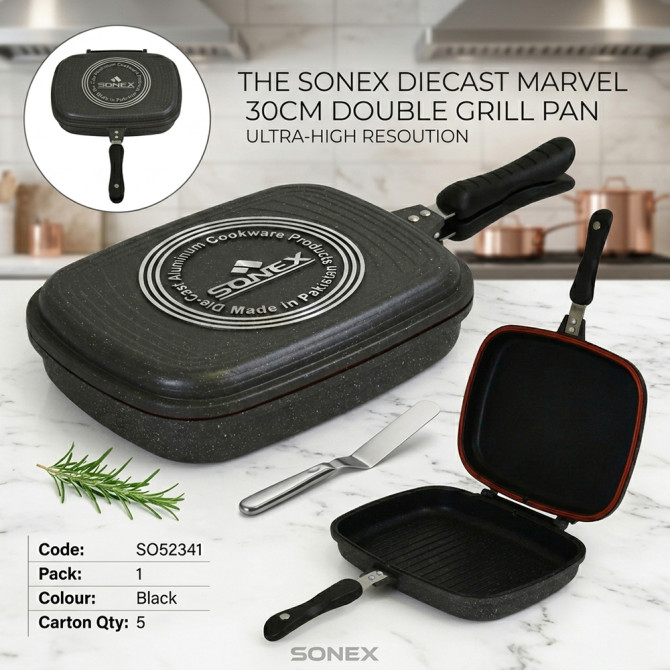 Sonex DieCast MARVEL 30CM Double Grill Pan NON STICK COOKWARE image