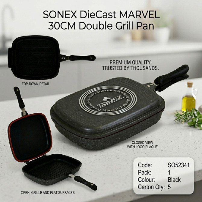Sonex DieCast MARVEL 30CM Double Grill Pan NON STICK COOKWARE image