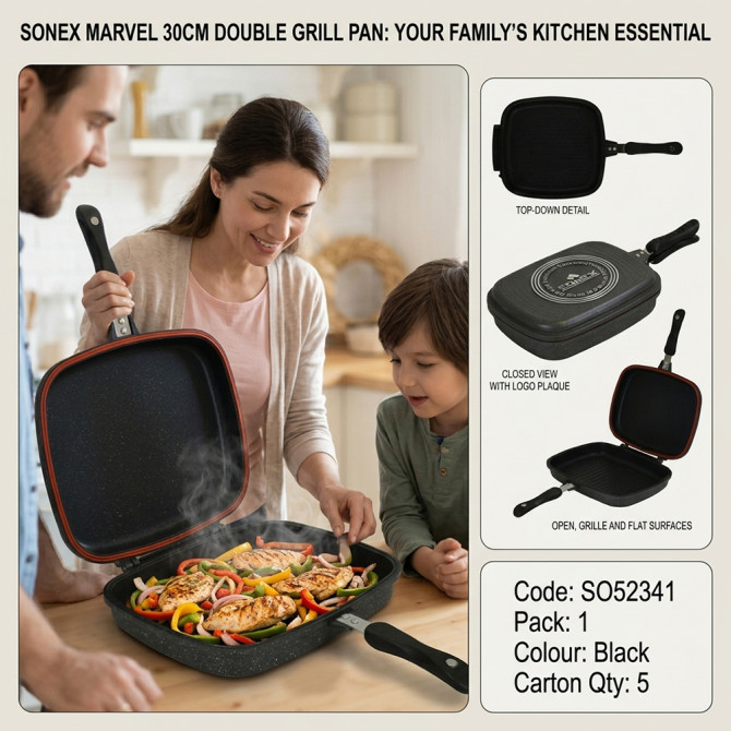 Sonex DieCast MARVEL 30CM Double Grill Pan NON STICK COOKWARE image