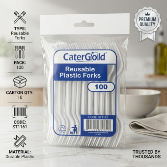 Reusable Plastic Fork 100 pack White