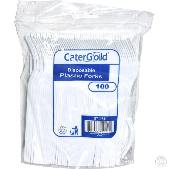 Reusable Plastic Fork 100 pack White image