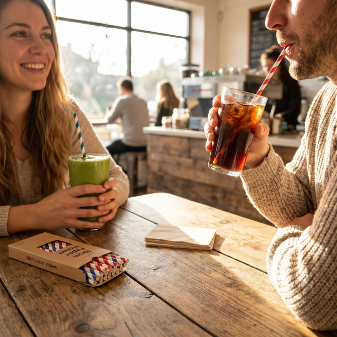 Biodegradable Paper Straws 6MM x 190MM 50pack PAPER DISPOSABLE image