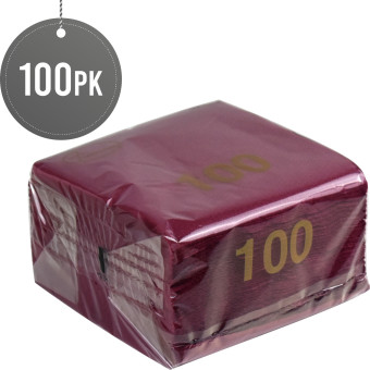 Napkins Burgundy 1 ply 30 x 30 100pk