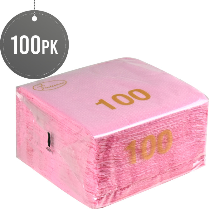 Napkins Pink 1 ply 30 x 30cm 100pk Paper Disposable image