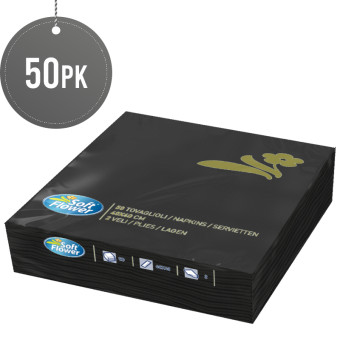 Napkins Soft Flower Black 2 Ply 50s 40x40cm