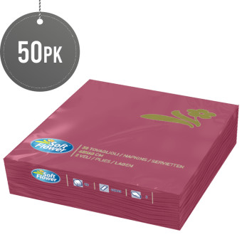 Napkins Soft Flower Red 2 Ply 50s 40x40cm