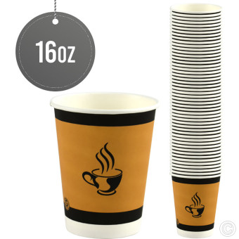 Paper Cup Single Walled  16oz 50pack