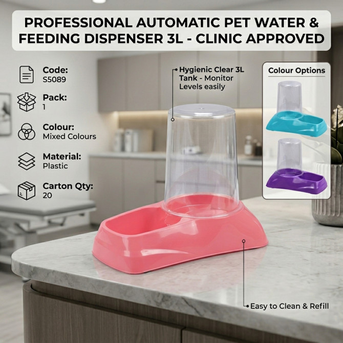 Automatic Pet Water & Feeding Dispenser 3L PETS image