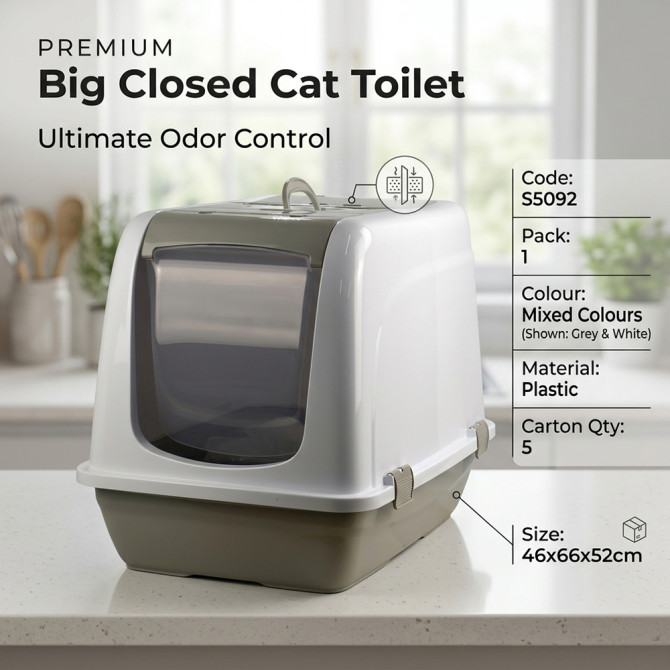 Big Closed Cat Toilet 46x66x52cm PETS image